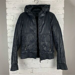 Add Down European Dark Blue Puffer Hooded Coat Jacket 4